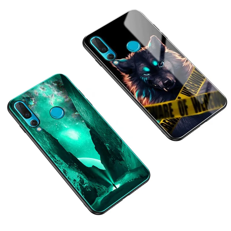 Чехол из закаленного стекла для Huawei P30 Pro P20 Lite Nova 4 светящийся ударопрочный чехол 3E