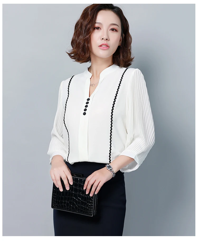  Fashion women blouses long sleeved shirts 2019 chiffon women's autumn loose ladies tops plus size f