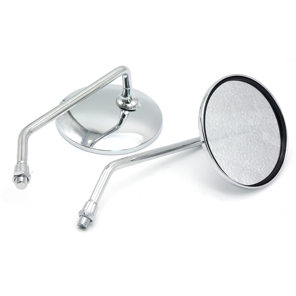 one pair universal Motorcycle Mirrors accessories side Mirror round mirror motorcycle long stem