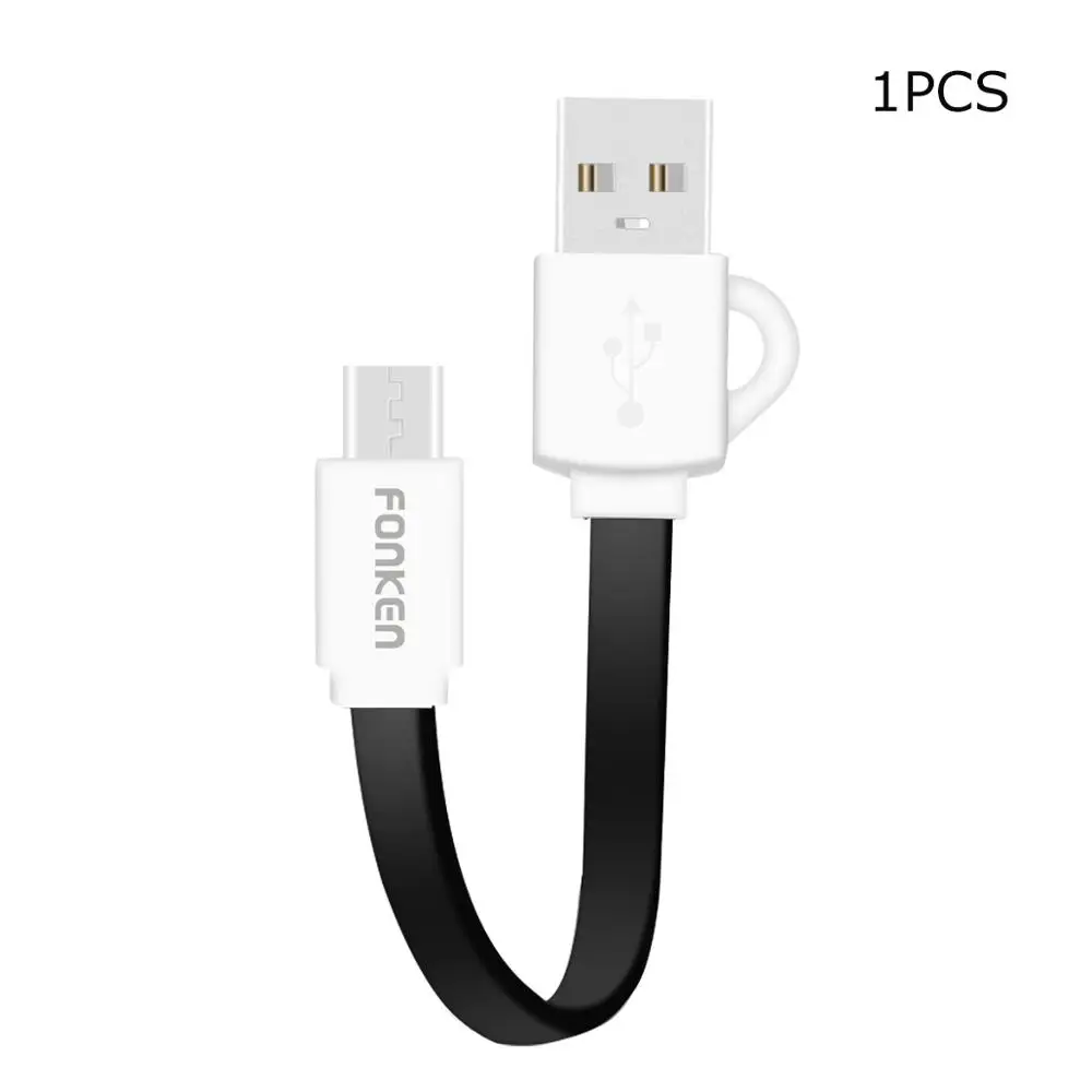 FONKEN Micro USB кабель 10 см карманные телефонные кабели Запасные запасные аккумуляторы для путешествий Быстрая зарядка шнур 2.4A брелок лапша Android кабель для передачи данных - Цвет: Pocket Black Cable