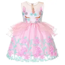 Kids Girls Unicornio Dresses for Girls Unicorn Pageant Flower Princess Party Tulle Dress Evening Gowns Halloween Tutu Dresses knee length flower girls dresses for weddings tulle kids evening gowns a line mother daughter dresses for girls with hade make