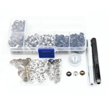 

300 sets metal eyelets and installation tools Silver black bronze mixed packaging Rivets Metal hole 5mm Eyelet tool Buttons