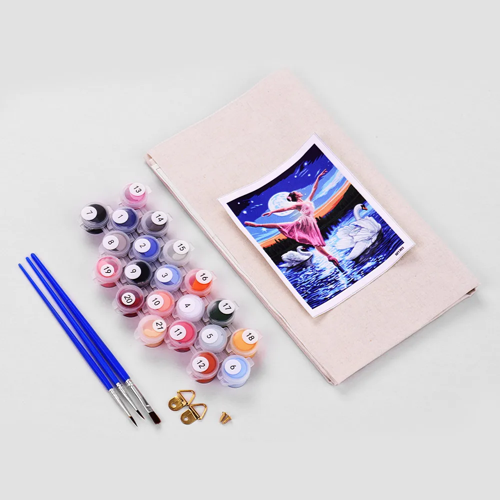 

DIY Oil Painting Paint By Numbers Kit 16*20 Inch with Brushes Acrylic Pigment Pattern Home Room Wall Decoration