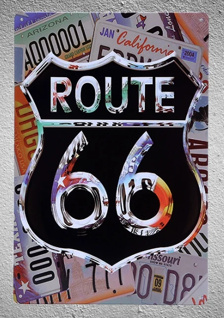 1 piece Route 66 US Cars License Tin Plate Sign wall Room man cave Decoration Art Dropshipping Poster metal | Дом и сад