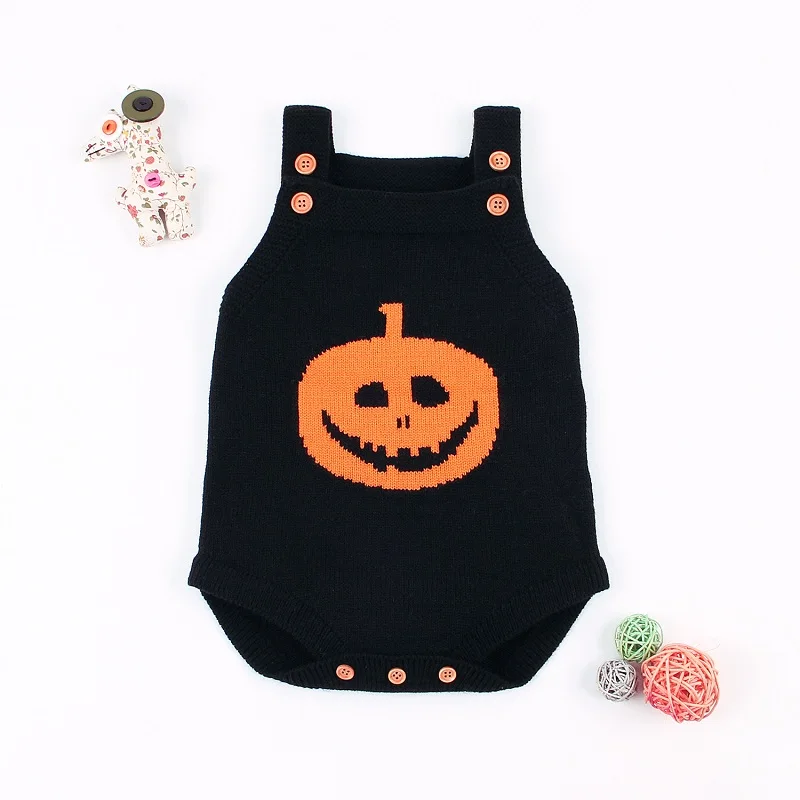Black Halloween baby romper pumpkin-1