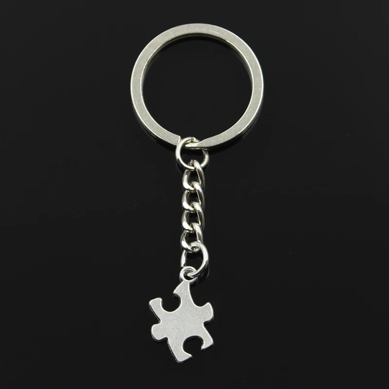 

Fashion 30mm Key Ring Metal Key Chain Keychain Jewelry Antique Silver Bronze Plated jigsaw puzzle piece autism 20x14mm Pendant