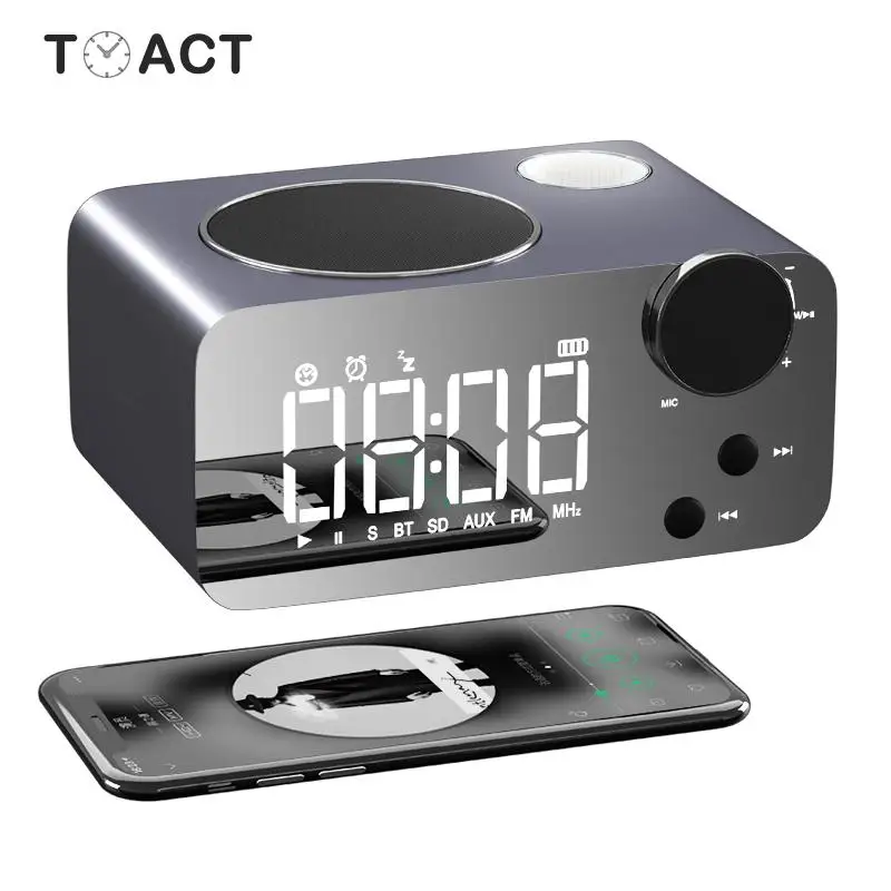 

Alarm Clock LED Mirror Digital FM Radio Electronic Desktop Tabke Clocks Touch Sensing Wireless Bluetooth Speaker Despertador