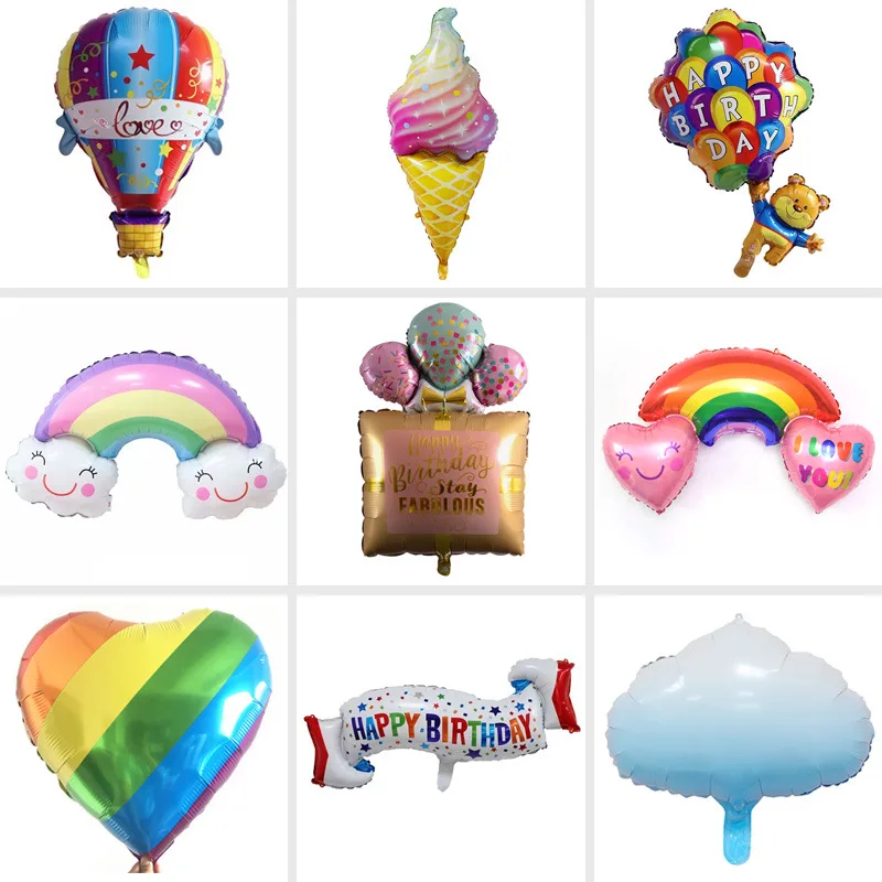 

1pcs Rainbow Parachute Hot Air Foil Balloons birthday party decorations kids Baby Shower Party Supplies Wedding Balloons