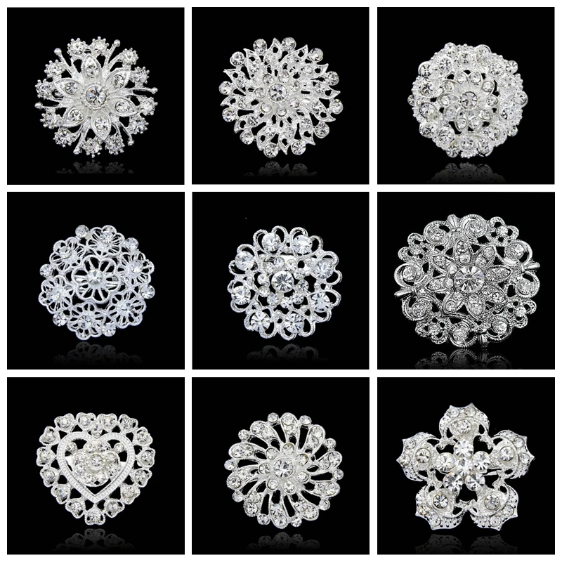 

rhinestone brooch pins crystal Flower brooches bride wedding gift woman dress Clothing custome jewelry