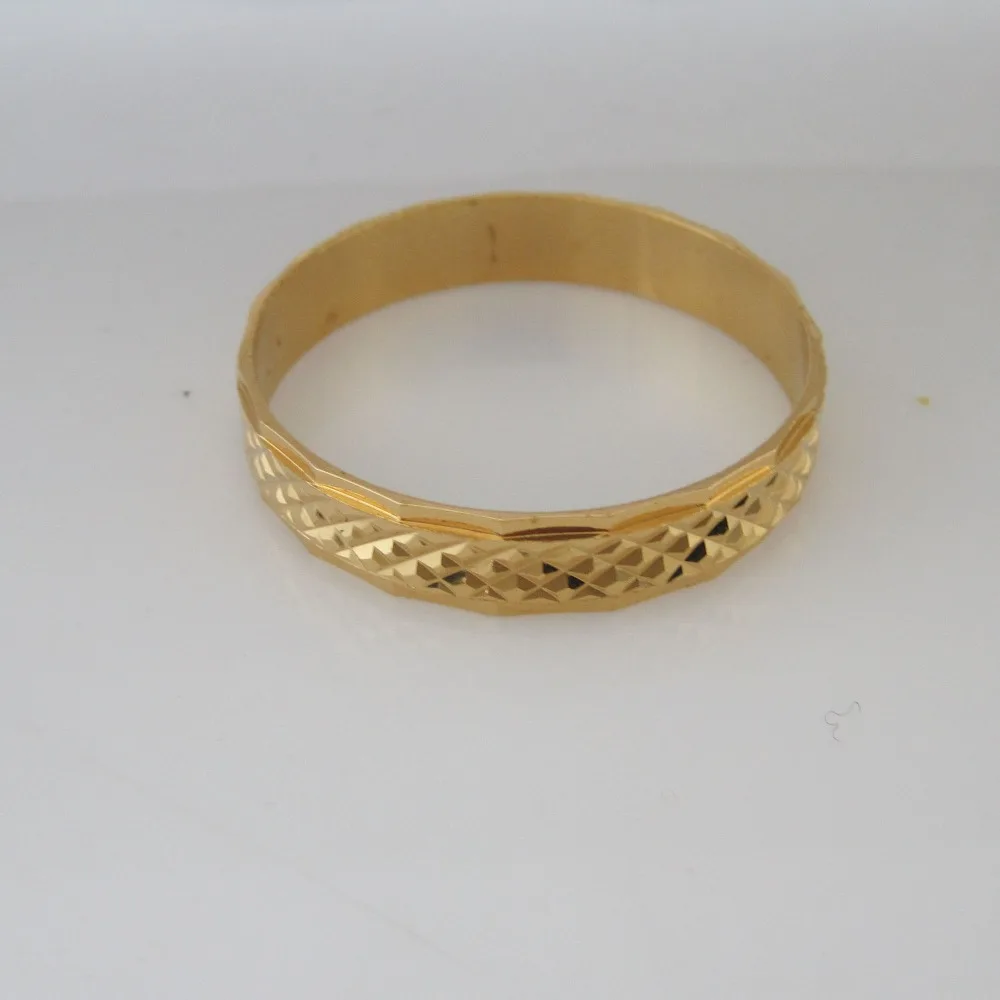 FOROMANCE/ YELLOW GOLD COLOR DIAMETER 1.6&quot &amp 2.56&quot BAND WIDTH 8MM FOUR STYLES CHILD BOY GIRL ADULT CLOSED BANGLE