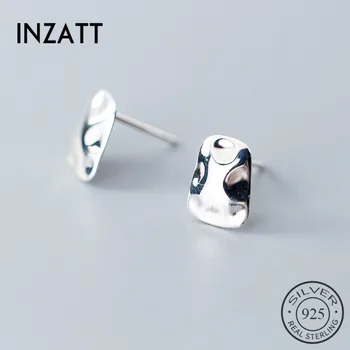 

INZATT Real 925 Sterling Silver Bump Irregular Geometric Stud Earrings For Elegant Women Birthday Party Rock Fashion Jewelry