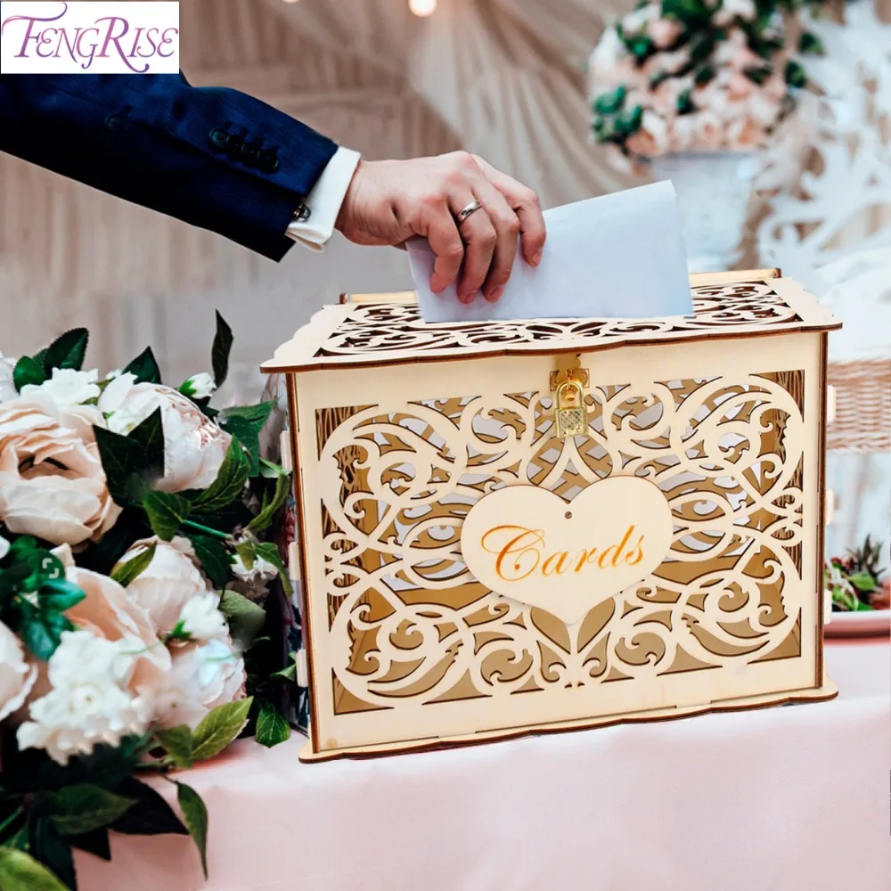  FENGRISE Rustic Wedding Gift Card Box Weeding Decoration Birthday Party Baby Shower invitation Card - 32989560109
