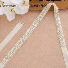 Жемчуг свадебный пояс ручной работы лента Свадебная со стразами простые серебряные стразы пояс невесты лента для свадьбы DressesJ133S