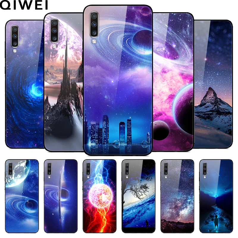 

Case For Samsung A70 Phone Cases Glass Hard PC Back Cover For Samsung Galaxy A70 Silicone Bumper Coque Capas On sFor Galaxy A 70