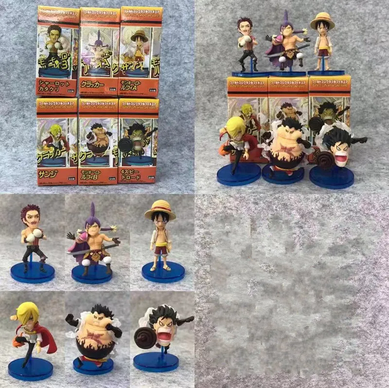 

One Piece Figure WCF Luffy Sanji Charlotte Katakuri Action Figrue Cake Island Vol.4 PVC Hot Toys For Children Doll 6pcs/set