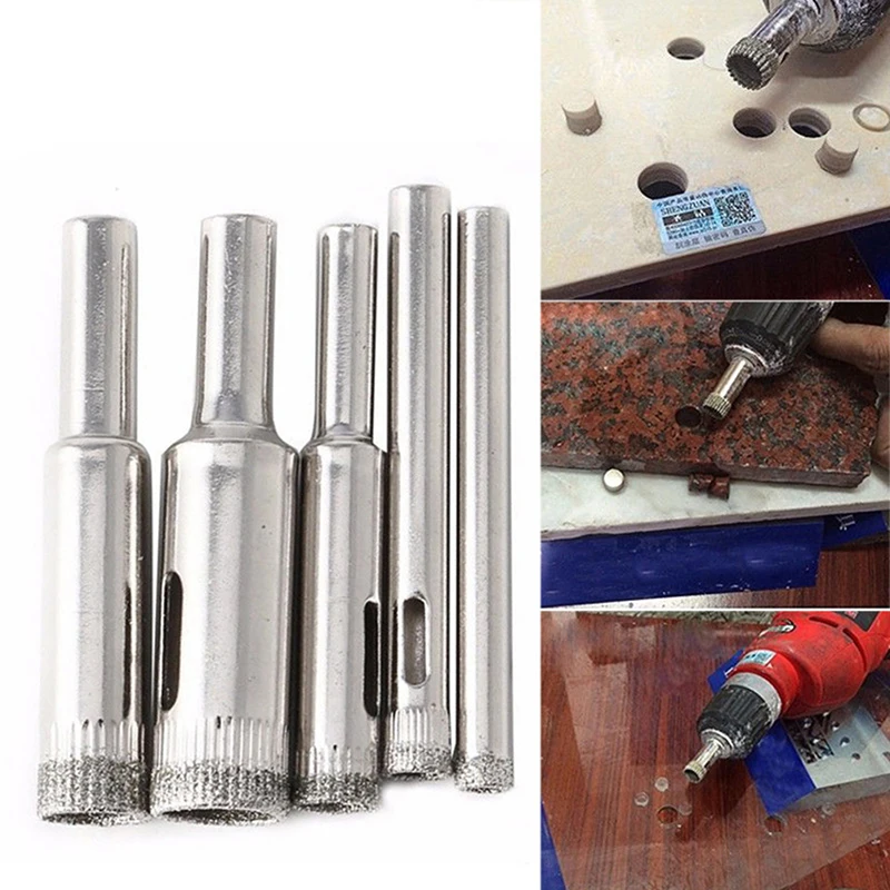 

5pcs Emery Hole Saw Tool Marble Diamond Glass Drill Bit Cutting Machine Beads Grinding Round Machine 5/6/8/10/12mm