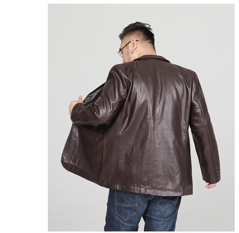 LONMMY 6XL 7XL 8XL Leather jacket men blazer Mens jackets and coats Tuxedo suits mens Outerwear 2018 jaqueta KHAKI BLACK