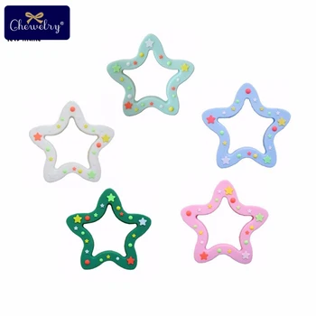 

1pcs Food Grade Silicone Teether Christmas Pendants Silicone Stars DIY Teething Necklace Accessories Baby Teether For Kids