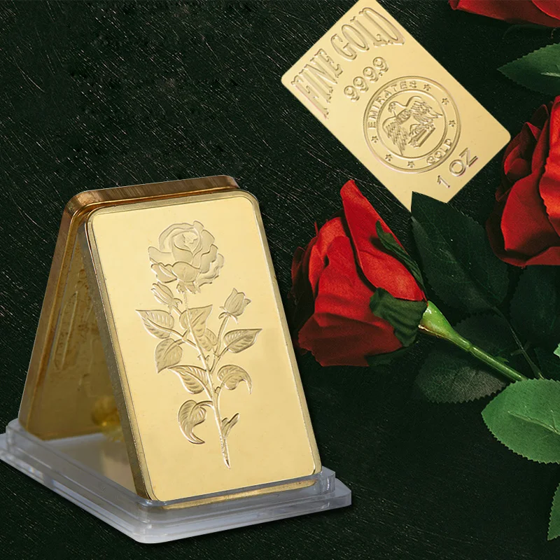 Эмирейтс 1 унция изящный Золотой бар Золотая Роза дизайн поддельные золотые слитки с пластиковым чехол для домашнего декора и подарков