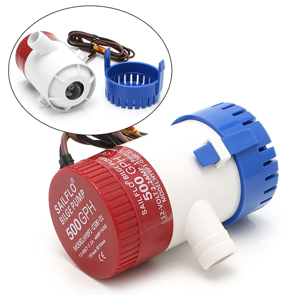 500GPH 12V Non-automatic Marine Electric Submersible Bilge Pump Pumps Parts Accessories