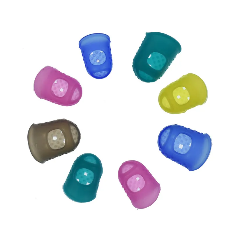 Multicolor Silcone Thimble Tip Finger Tip Protection Hollowed Out Breathable DIY Sewing Needlework Accessory  Random Color Send (2)