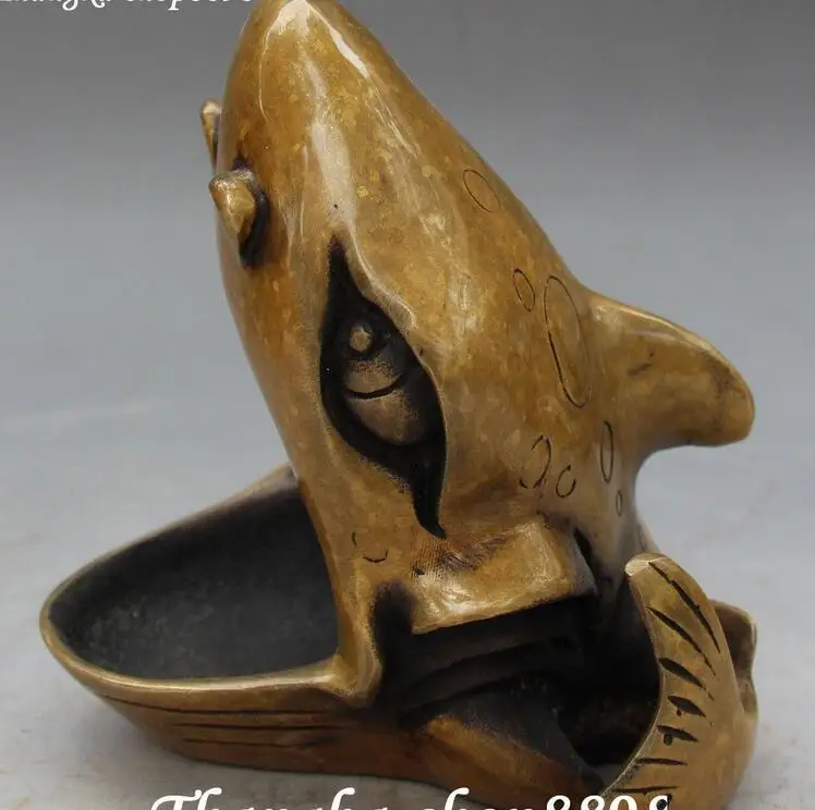 Cina Fengshui Ukiran Shark Ikan  Ikan  Hewan Patung Asbak 