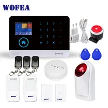 Wofea wifi GSM Беспроводная охранная сигнализация для дома бизнес приложение управление сирена RFID детектор движения PIR датчик дыма