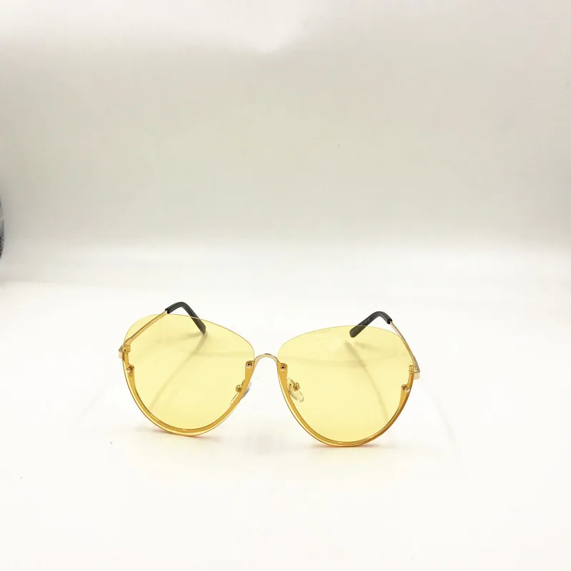 Уникальные градиентные старинные очки, прозрачные очки, женские очки без оправы, негабаритные прозрачные солнцезащитные очки для женщин - Цвет линз: c7 gold yellow
