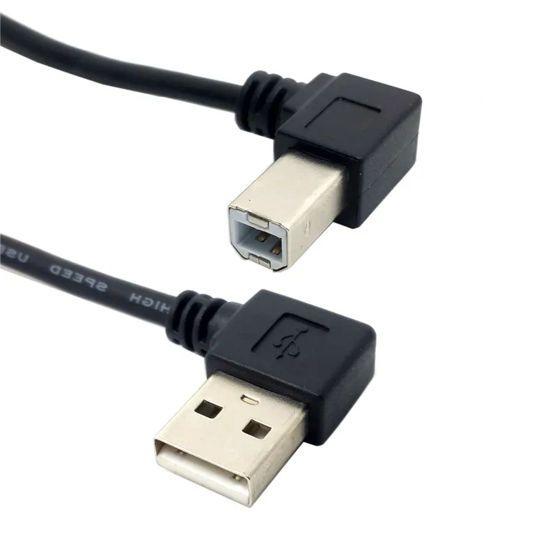 

50cm 100cm 90 degree Right Angled USB 2.0 A Male to Right Angled B Male Scanner Printer Cable blakc color