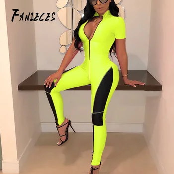 

FANIECES women skinny Beach jumpsuit striped patchwork fitness bodysuit 2020 fashion new female casual work out playsuit rompers