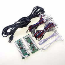 2 Players Arcade DIY Kits Parts 2 Player Zero Delay LED USB Encoder & LED Push Buttons Wire Support To 5 Pin 5V LED Joystick