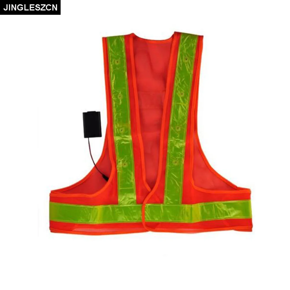 JINGLESZCN Flashing LED Safety Vest Reflective Workers With LEDS And 2