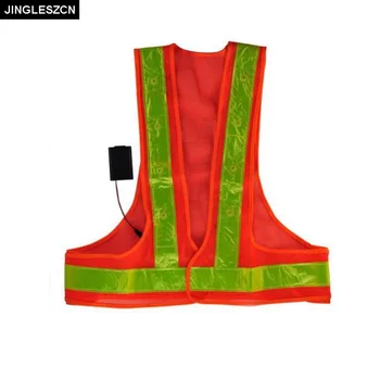 

JINGLESZCN Flashing LED Safety Vest Reflective Workers With LEDS And 2 Flashing Functions Ultra Bright Orange Strips Outdoor New