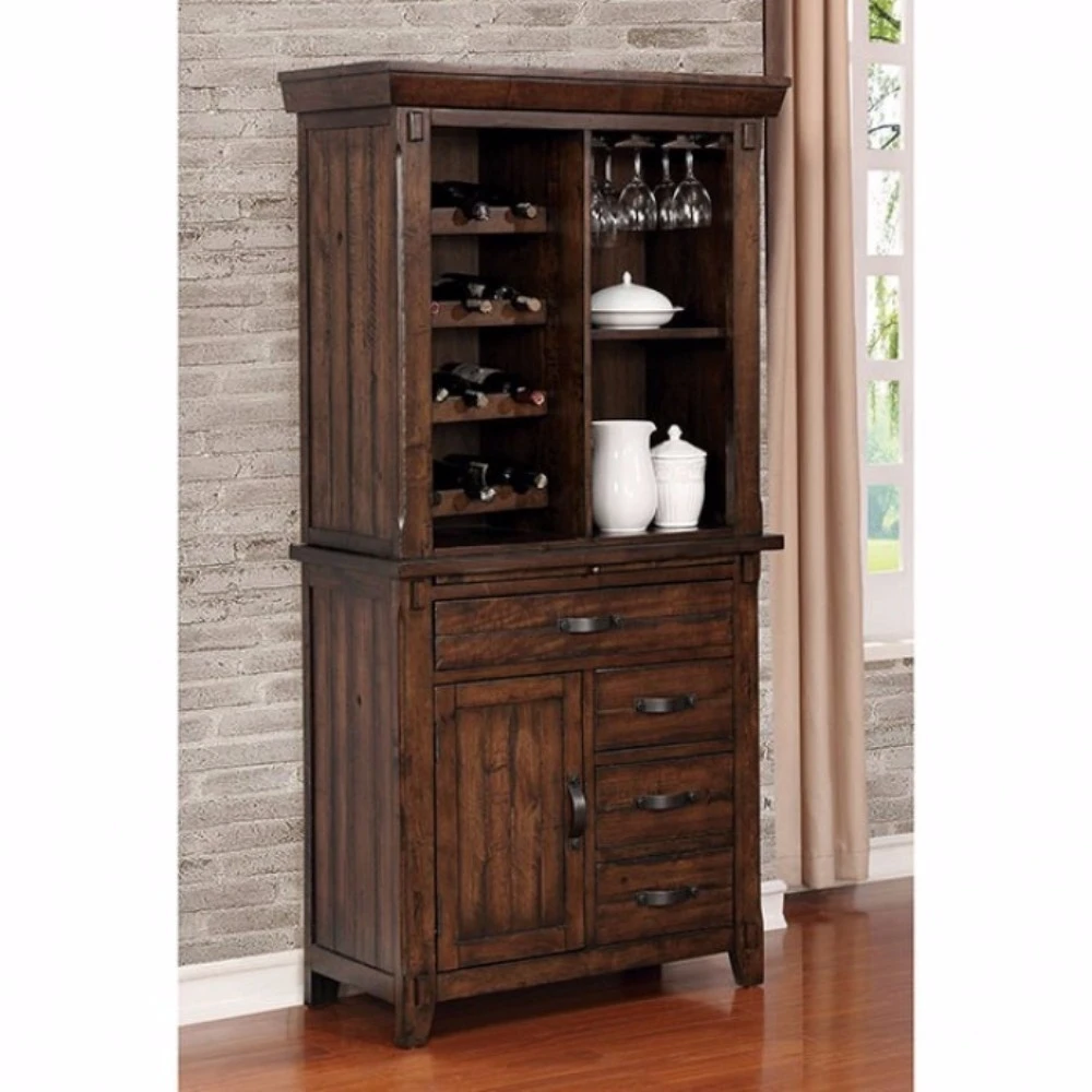 Meagan I Transitional Style Wine Cabinet Brown Cherry (1)