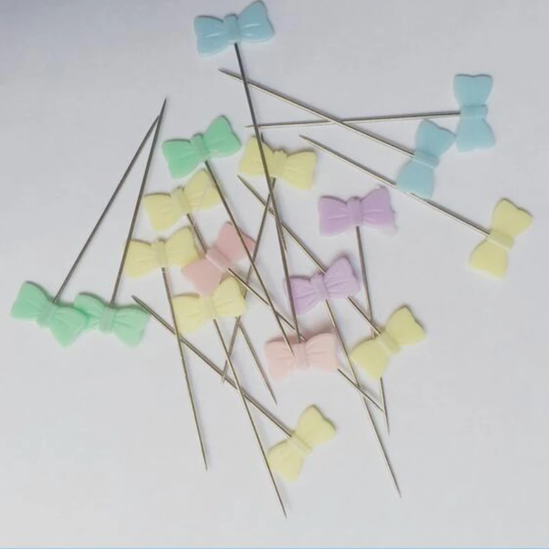 

New 100Pcs Sewing Accessories Patchwork Pins Round Bow Flower Butterfly Pin Sewing Pin with Box