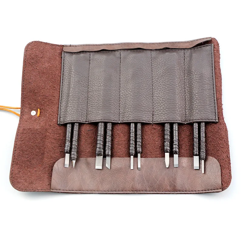 ALLSOME 10PC Carved Stone Knife Tungsten Carbide Steel Carving Knife Chisel Craft Tools For Seal Engraving Stone Lettering