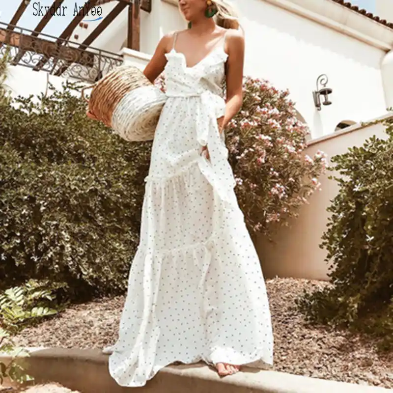 white boho maxi dress