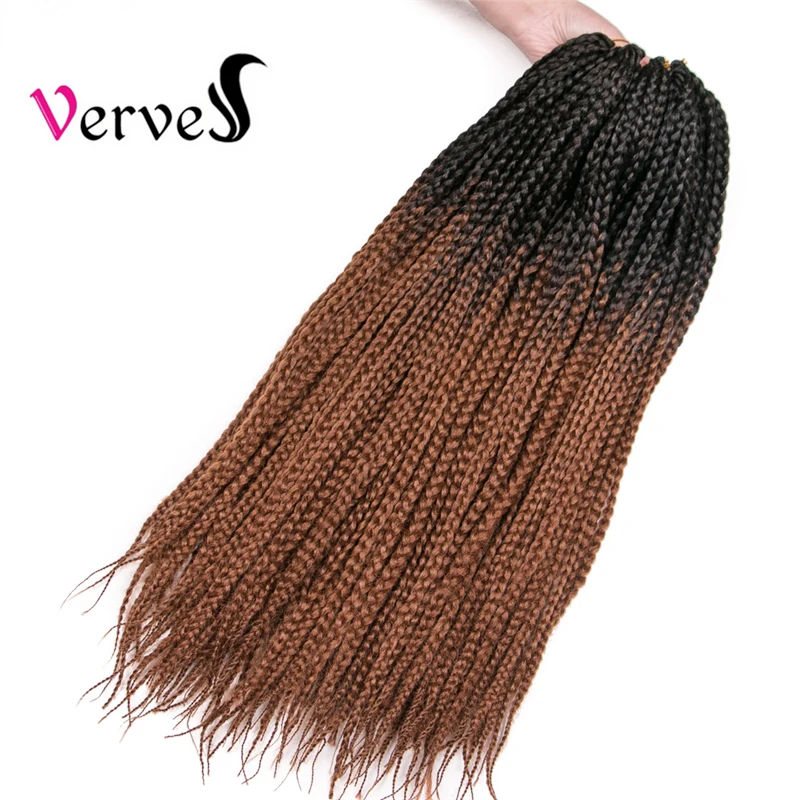 

VERVES Crochet braids 24 inch box braid Ombre Synthetic Braiding Hair extension Kanekalon Fiber Bulk braid brown