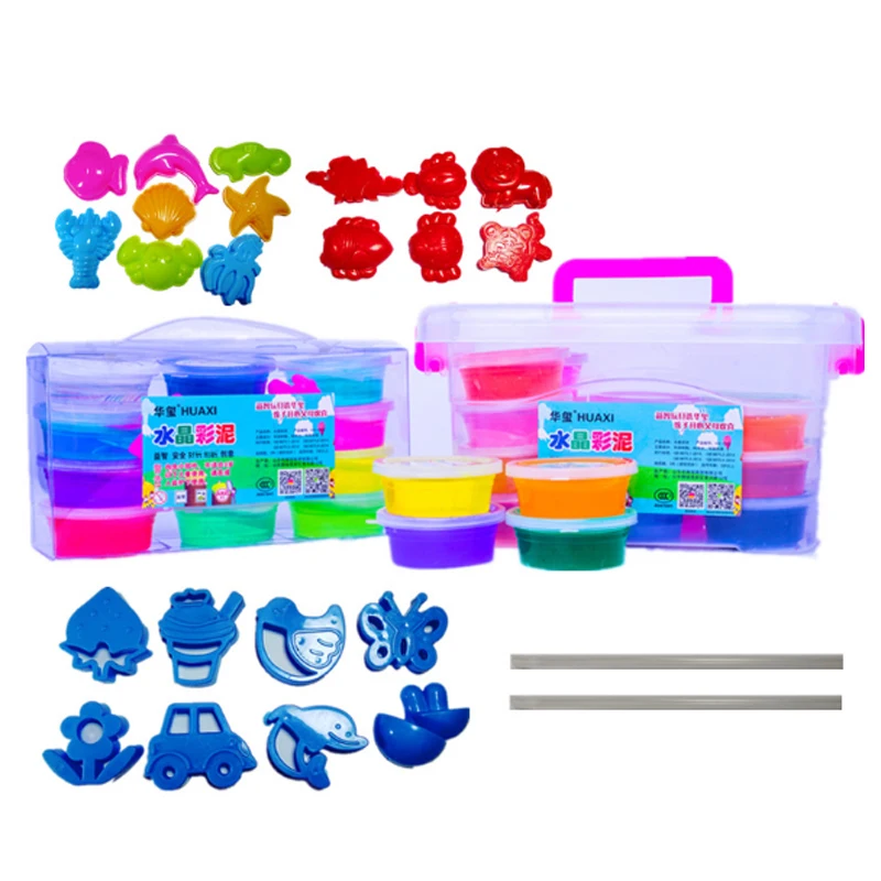 

diy colorblock gradient crystal mud multicolor slime toys for children with colored foam balls right fuzzy sound for kids