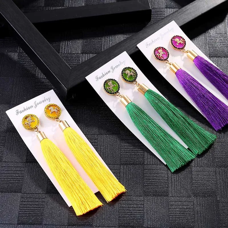 IMG_4004 Trendy Drop Earrings WomenLongBohemianDangleBlueBalckMetalBohoGold Tassel Earrings 2018 Jewelry