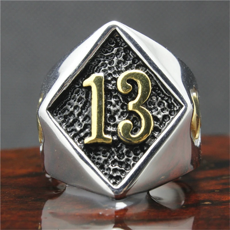 

316L Stainless Steel Silver Biker 13 Ring Mens Motorcycle Biker Band Party Mens Ring