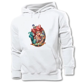

Cute Cartoon Little Mermaid Greek Siren Ariel Prince Eric Pisces Design Yellow Women's Pattern Hoodie Sweatshirt Hooded Pullover