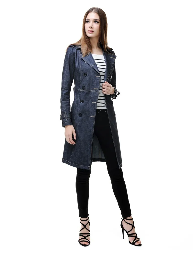 URSMART/новое осенне-зимнее высококачественное Брендовое джинсовое пальто с длинной талией, джинсовое пальто