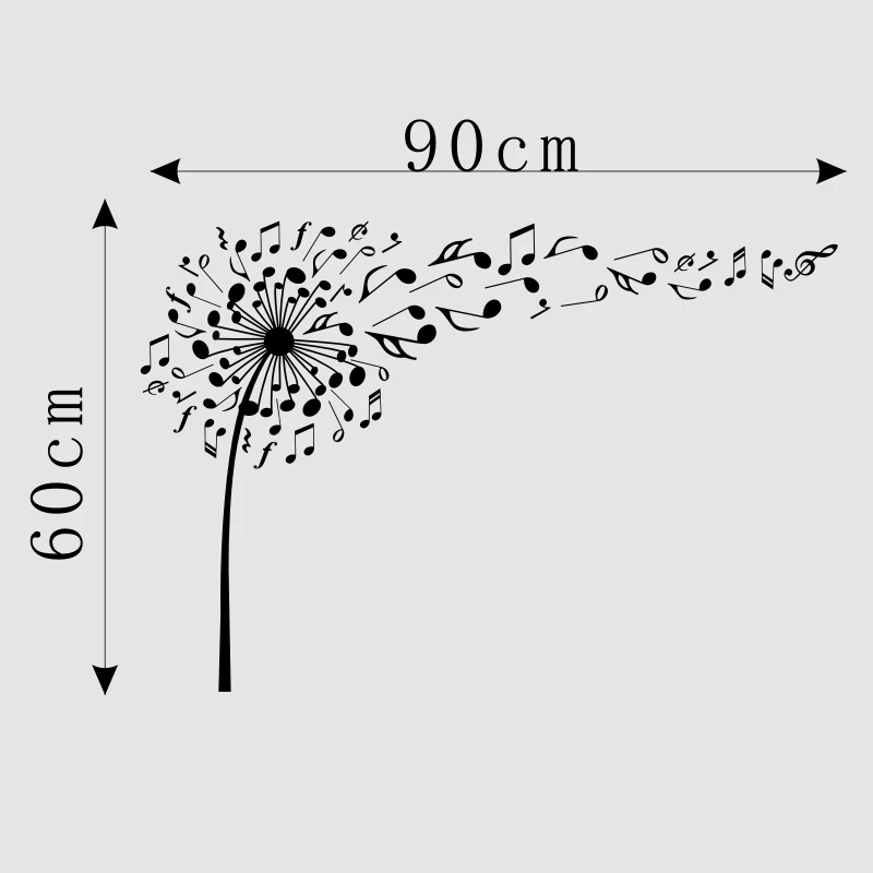 Виниловые наклейки на стену с изображением музыкальных нот одуванчика дизайнерские фрески для украшения стен в спальню