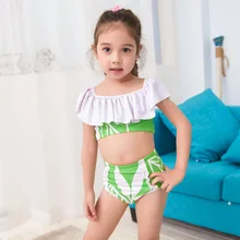 Купальник из двух частей для детей, купальник бикини для маленьких девочек, детские костюмы для плавания, купальный костюм для девочек, Одноцветный пляжный костюм из лайкры