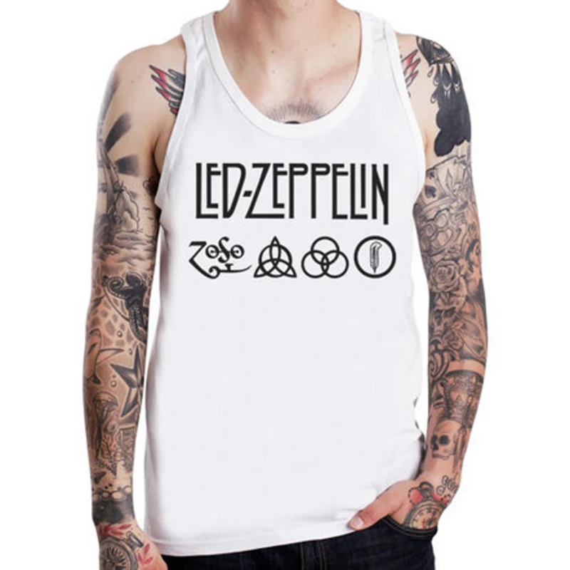 Cool Summer Mens Rock Band Led Zeppelin Runes Zoso Tank Tops Custom