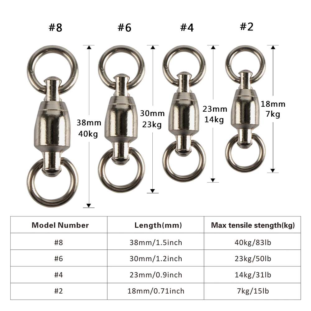 200pcs/lot Fishing Rolling Swivel Ball Bearing Swivel with Solid Ring Connector 200pcs/lot Fishing Rolling Swivel Ball Bearing Swivel with Solid Ring Connector