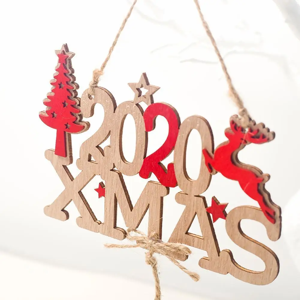 

Wood Christmas Hanging Ornaments Wooden Sign 2020 Letter Christmas Tree Pendant Decorations Creative Xmas Ornament Decoration