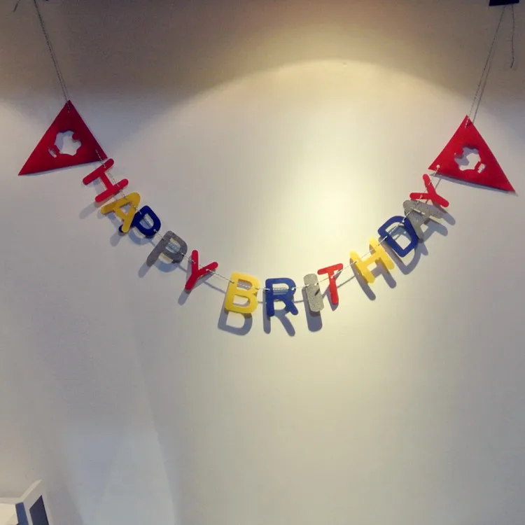 

Freeshipping Happy Birthday Party Decoration 3 Meter Felt Superhero ironman Banner Heart Bunting for Children kids