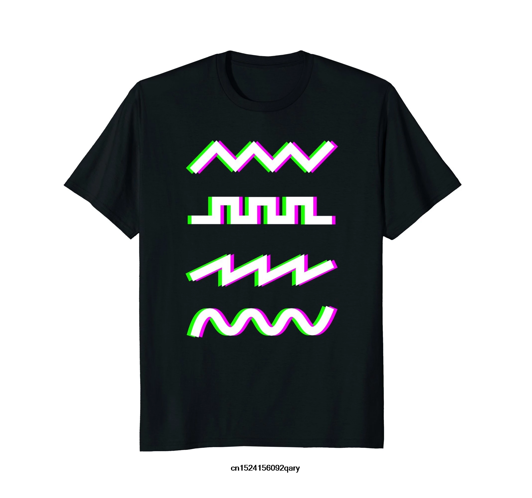 

Men Funny T Shirt Women Cool tshirt Retro Waveforms Synth T-Shirt
